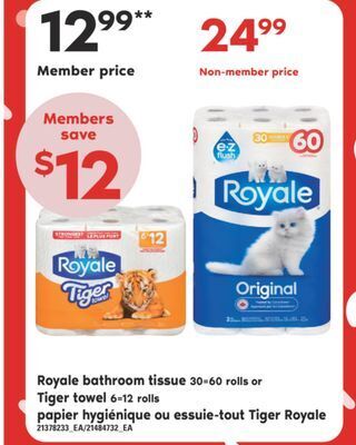 Valu-mart Papier hygiénique ou essuie-tout tiger royale offer