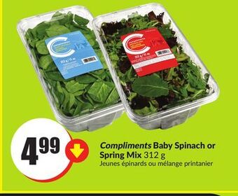 FreshCo Compliments baby spinach or spring mix 312 g offer