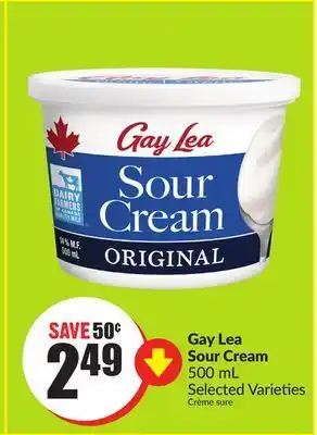 FreshCo Gay lea sour cream 500 ml selected varieties offer
