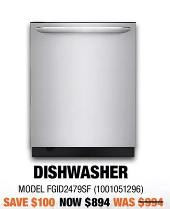 Home Depot Frigidaire gallery dishwasher offer