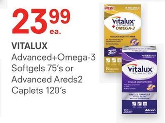 Vitalux advanced + omega-3 softgels 75' s or advanced areds2 caplets 120' s