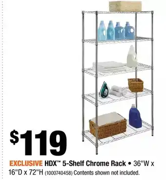Home Depot Hdx 5-shelf chrome rack offer
