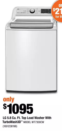 Home Depot Lg 5.8 cu. ft. top load washer with turbowash3d offer
