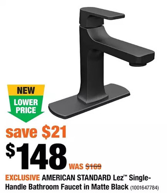 Home Depot American standard lez single-handle bathroom faucet in matte black offer