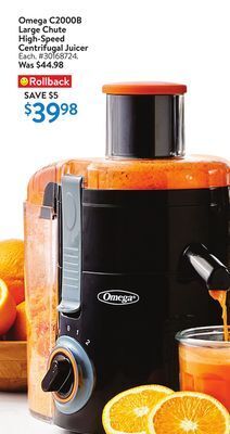 Walmart Omega c2000b large chute high-speed centrifugal juicer offer
