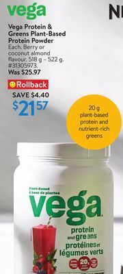 Walmart Vega protein & greens plant-based protein powder offer