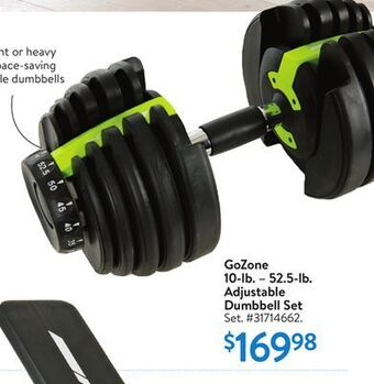 Walmart Gozone 10-lb 52.5-lb adjustable dumbbell set offer