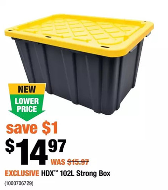 Home Depot Hdx 102l strong box offer