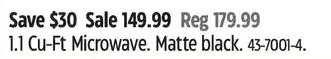 Canadian Tire 1.1 cu-ft microwave offer