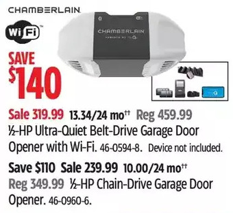 Canadian Tire 1/2-hp ultra-quiet belt-drive garage door opener with wi-fi offer