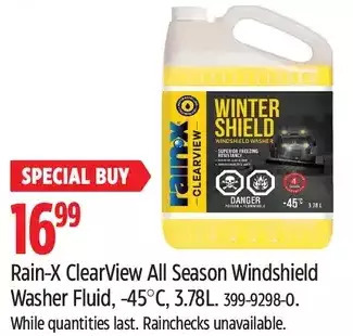Canadian Tire Rain-x clearview all season windshield washer fluid offer