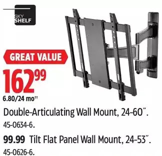 Canadian Tire Double-articulating wall mount, 24-60" | tilt flat panel wall mount, 24-53" offer