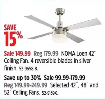 Canadian Tire Noma loen 42" ceiling fan | 42", 48" and 52" ceiling fans offer