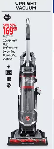Canadian Tire Hoover high performance swivel pet upright vac offer