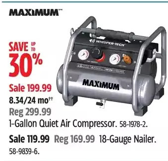 Canadian Tire Maximum 1-gallon quiet air compressor offer