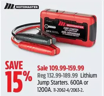 Canadian Tire Lithium jump starters offer
