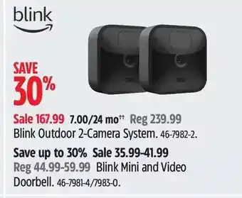 Canadian Tire Blink outdoor 2-camera system | blink mini and video doorbell offer