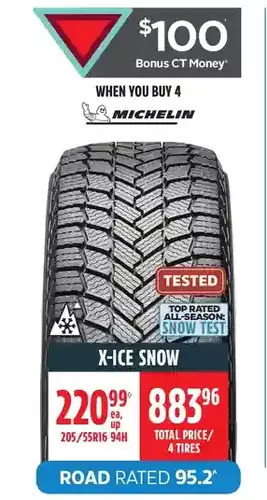 Canadian Tire Michelin x-ice snow tires offer