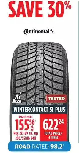 Canadian Tire Continental wintercontact si plus tires offer