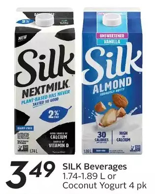 Sobeys Silk beverages or coconut yogurt offer