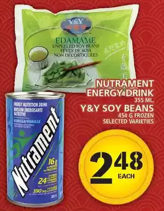 Food Basics Nutrament energy drink | y&y soy beans offer