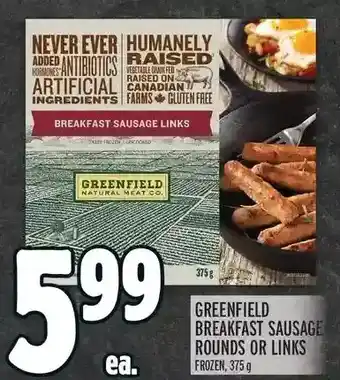 Metro Greenfield breakfast sausage round or links offer