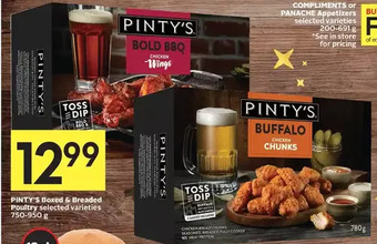 Foodland Pinty's boxed & breaded poultry offer
