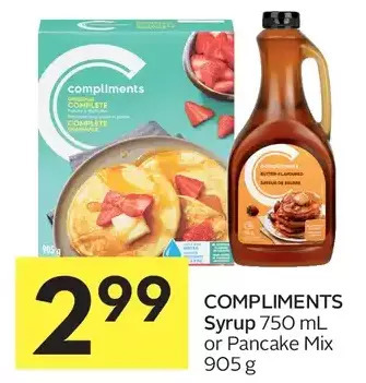 Foodland Compliments syrup or pancake mix offer