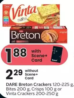Foodland Dare breton crackers, bites, crisps or vinta crackers offer