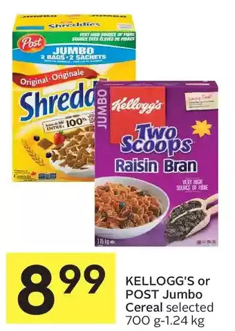 Foodland Kellogg's or post jumbo cereal offer