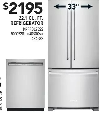 Lowe's Kitchenaid 22.1 cu. ft. refrigerator offer
