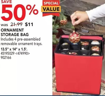 RONA Ornament storage bag offer