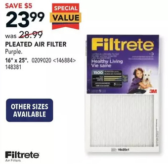 Lowe's Filtrete pleated air filter offer