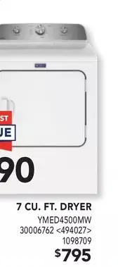 Lowe's 7 cu. ft. dryer offer