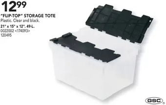 Lowe's Gsc "flip-top" storage tote offer