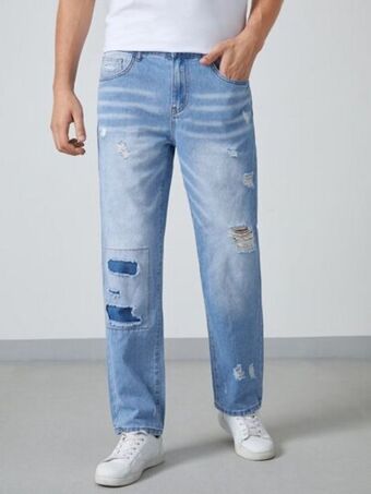 SheIn Shein men ripped straight leg jeans offer