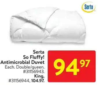 Walmart Serta so fluffy! duvet with antimicrobial product protection double/queen | king offer