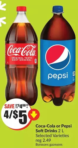 FreshCo Coca-cola or pepsi soft drinks offer