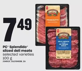 Loblaws Pc splendido sliced deli meats offer