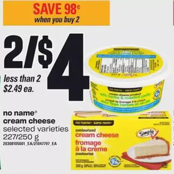 Zehrs Markets No name cream cheese offer