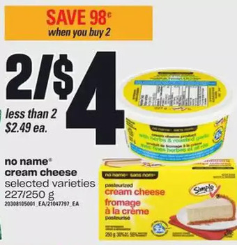 Loblaws No name cream cheese offer