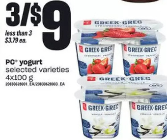 Loblaws Pc yogurt offer