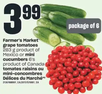 Valu-mart Farmer's market grape tomatoes or mini cucumbers offer