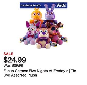 Showcase Funko games: five nights at freddy's | tie-dye assorted plush offer