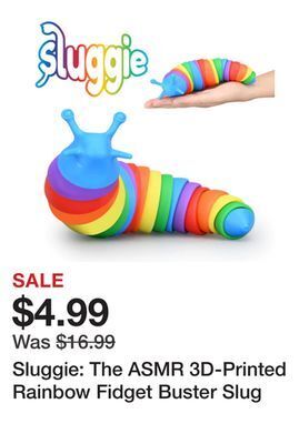 Showcase Sluggie: the asmr 3d-printed rainbow fidget buster slug offer