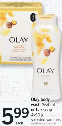 Fortinos Olay body wash or bar soap offer