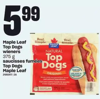 Independent Grocer Maple leaf top dogs wieners offer