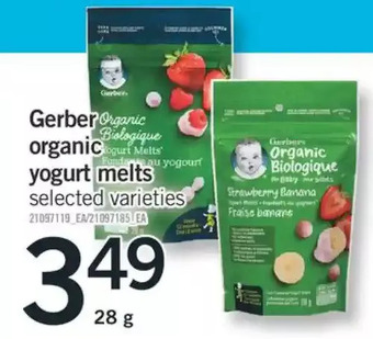 Fortinos Gerber organic yogurt melts offer