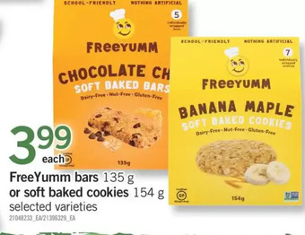 Fortinos Freeyumm bars or soft baked cookies offer