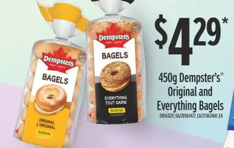Fortinos Dempster's original and everything bagels offer
